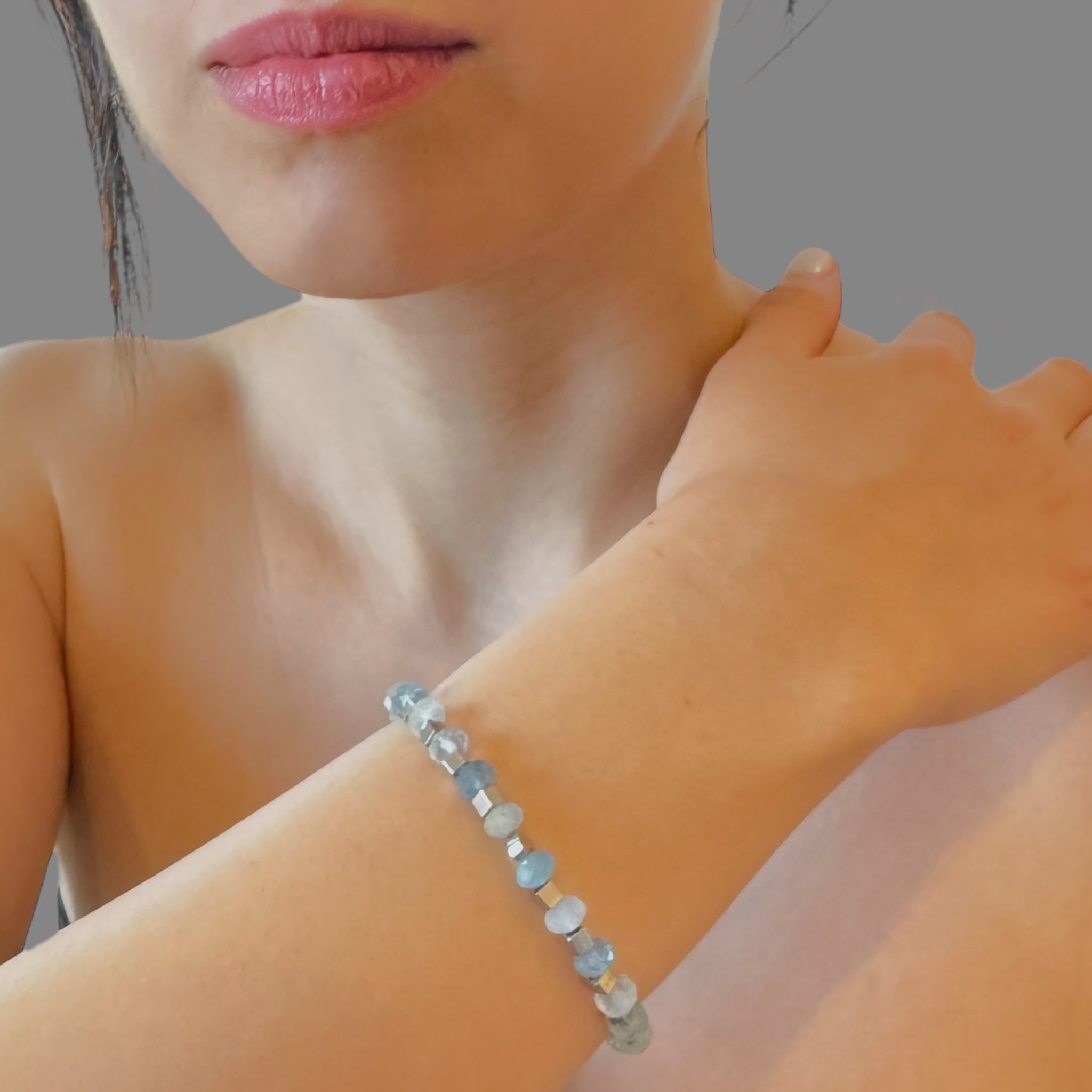 Bracciale acquamarina sfaccettata Sharifa Crystals
